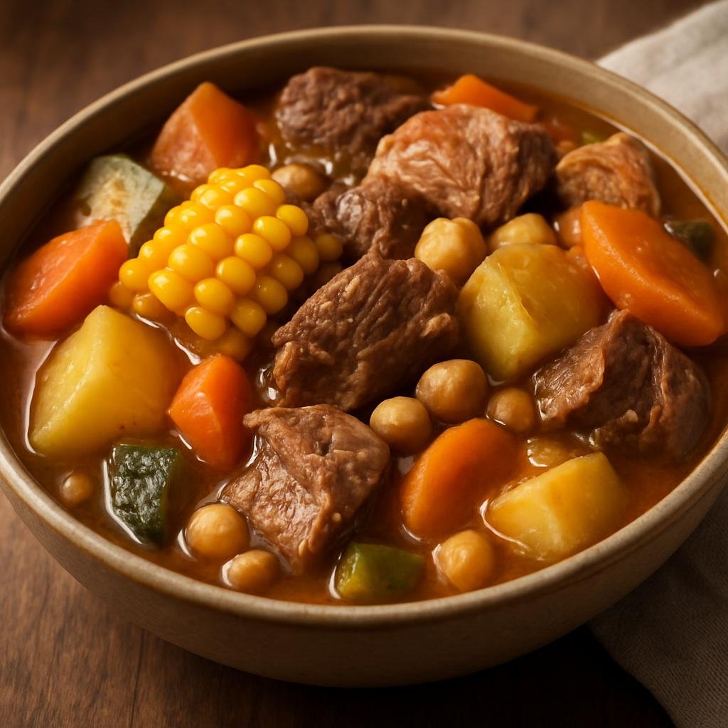 Entree: Uruguay – Puchero (Hearty boiled meat and vegetable stew of mixed beef and pork with root vegetables and legumes) recipe