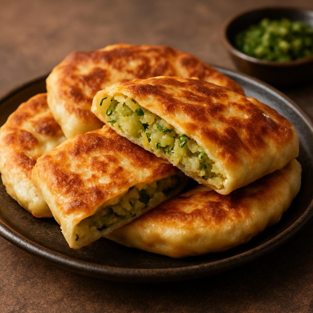 Entree: Afghanistan – Central Culinary Region – بولانی ➤ Bolānī (Pan-fried stuffed flatbread with a savory potato and herb filling) recipe
