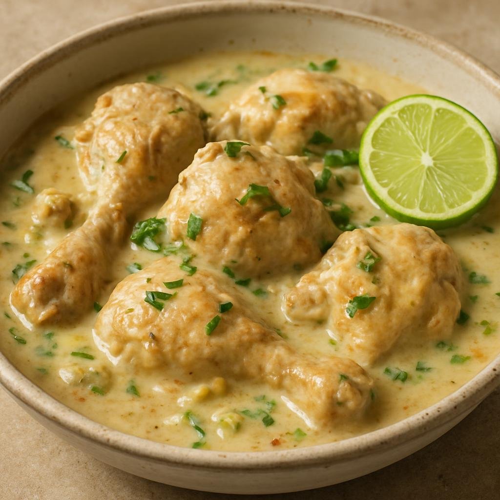 Entree: French Polynesia – Central Culinary Region – Tahitian Chicken with Coconut Milk (Chicken simmered gently in rich coconut milk with island aromatics and citrus for a creamy Polynesian stew) recipe