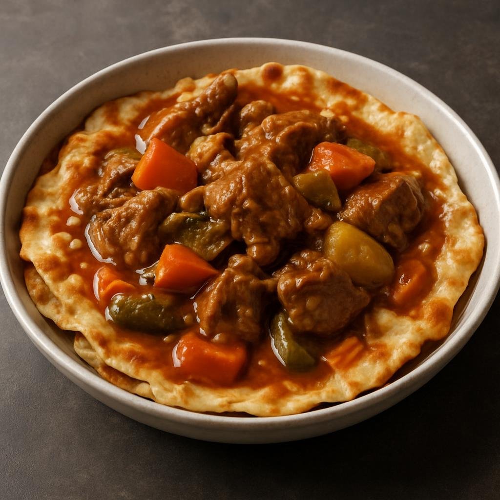 Entree: Bahrain – الثريد ➤ Al-Thareed (Bread-based stew of meat and vegetables poured over torn flatbread) recipe