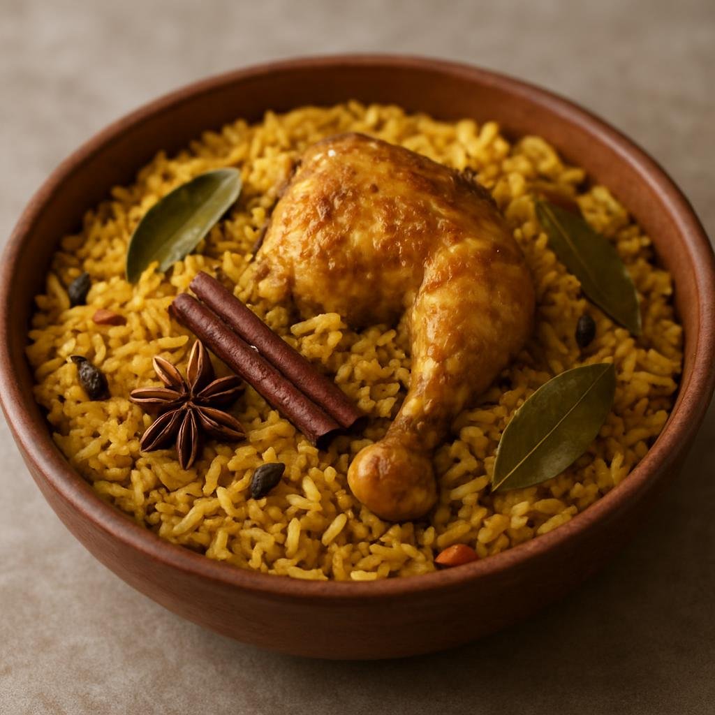 Entree: Comoros – Central Culinary Region – Pilao (Spiced rice cooked with chicken and whole aromatic spices in a Swahili-style pilaf) recipe