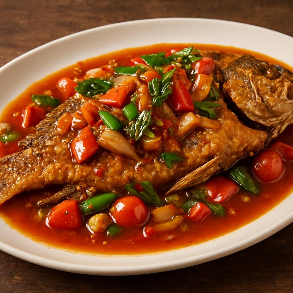 Entree: Thailand – Coastal Thai Seafood – ปลาสามรส ➤ Pla Sam Rod (Crispy whole fish dressed in a balanced sweet, sour, and spicy sauce) recipe