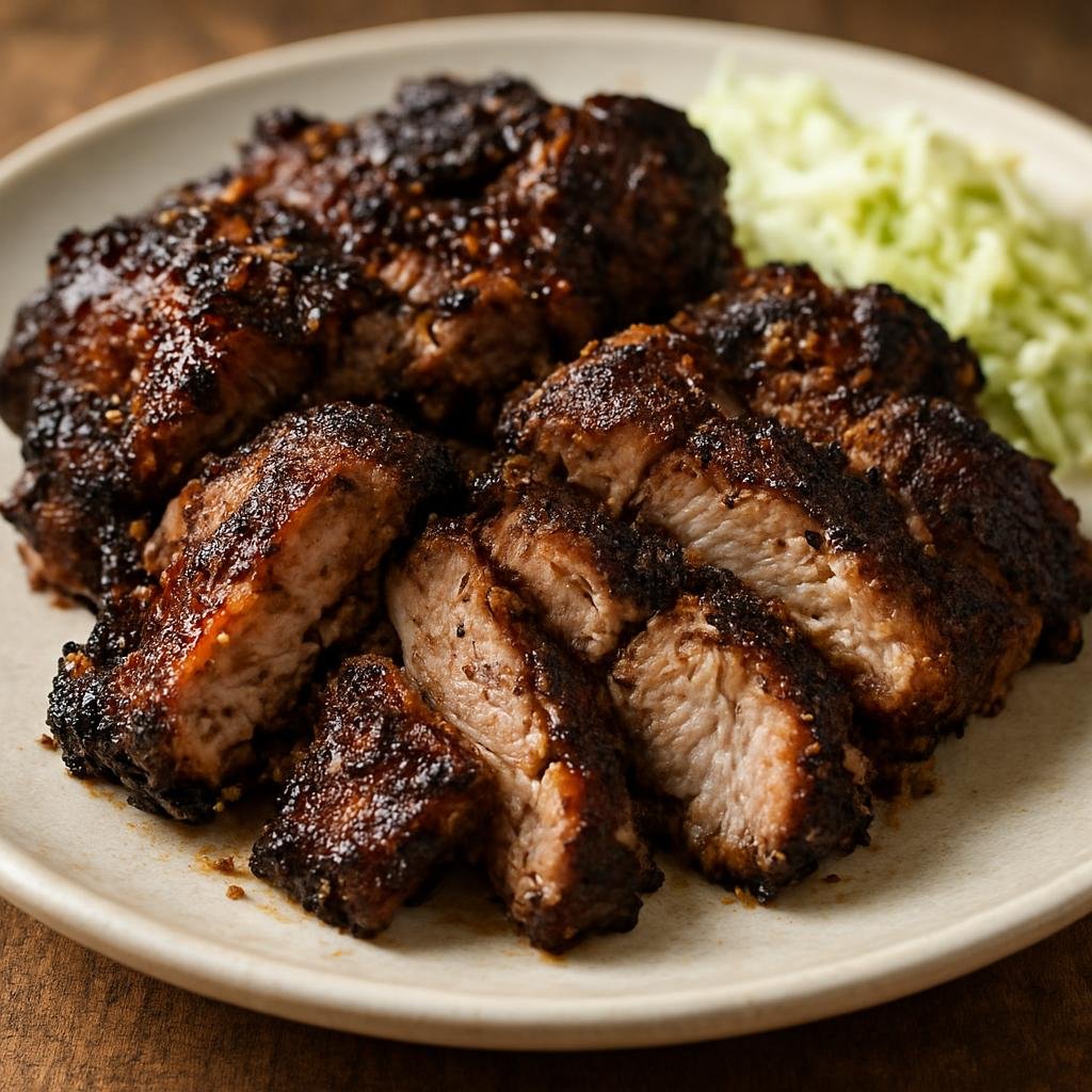 Entree: Grenada – Jerk Pork (Spicy Caribbean pork marinated in a pimento and Scotch bonnet seasoning then grilled or roasted until caramelized) recipe