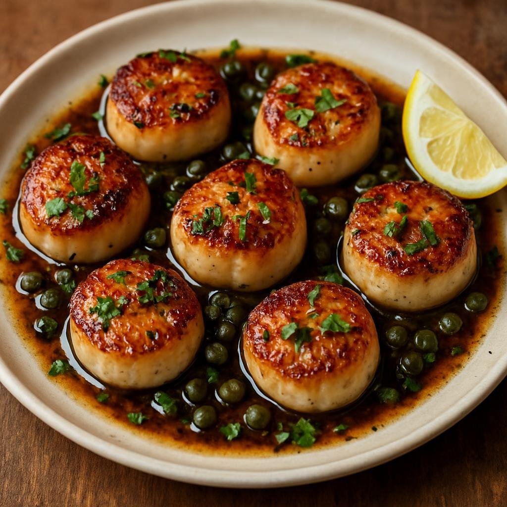 Entree: Jersey – Jersey Scallops with Black Butter (Seared sea scallops finished in deeply browned butter with lemon, capers and parsley) recipe
