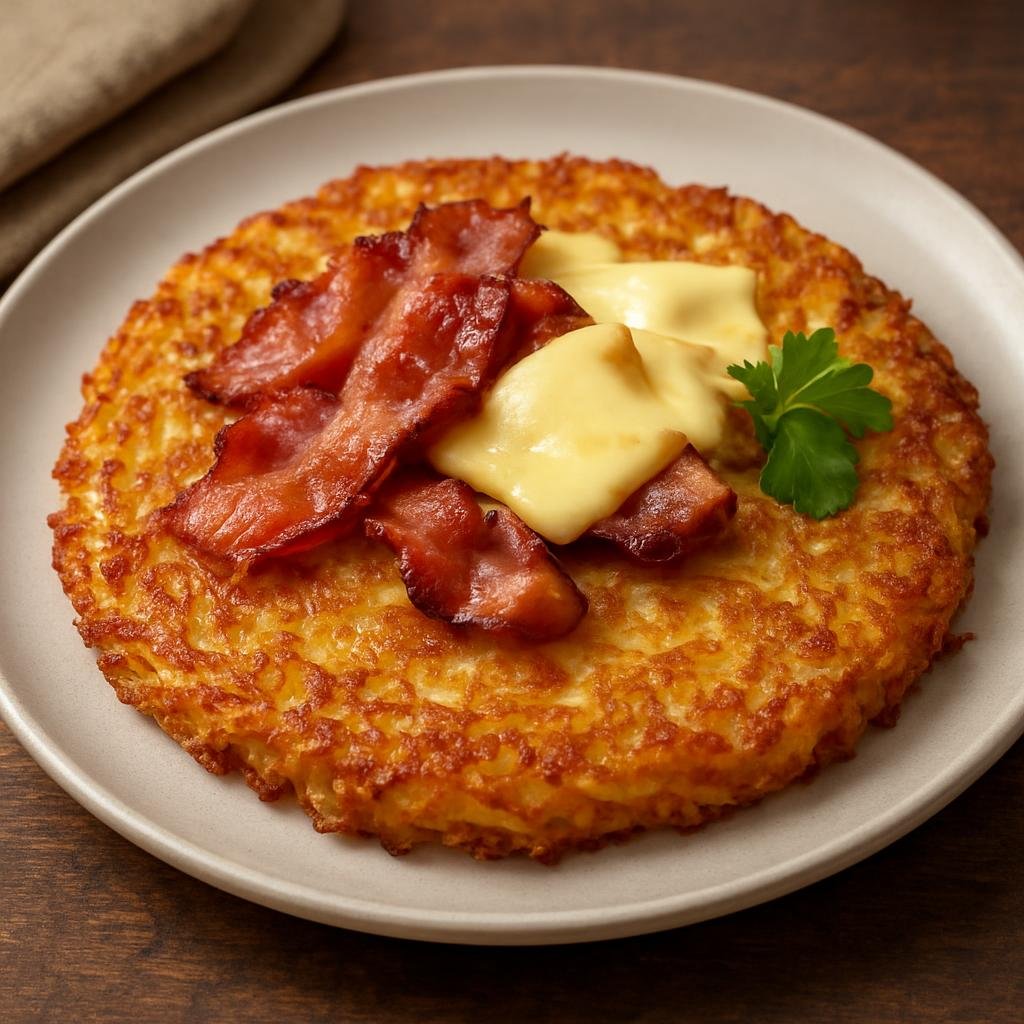 Entree: Liechtenstein – Liechtensteiner Rösti (Crispy pan-fried grated potato cake often served with bacon or cheese) recipe