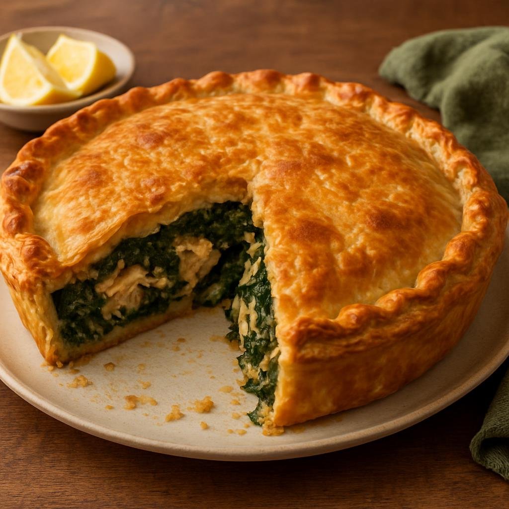 Entree: Malta – Lampuki Pie (Savory Maltese fish pie made with lampuki and seasonal greens baked in a pastry crust) recipe