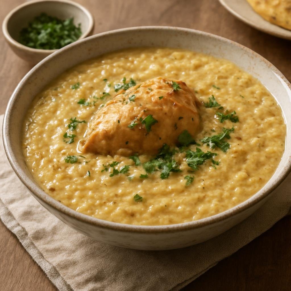 Entree: Qatar – مدروبة ➤ Madrouba (Savory Qatari spiced rice and chicken porridge mashed to a creamy consistency) recipe