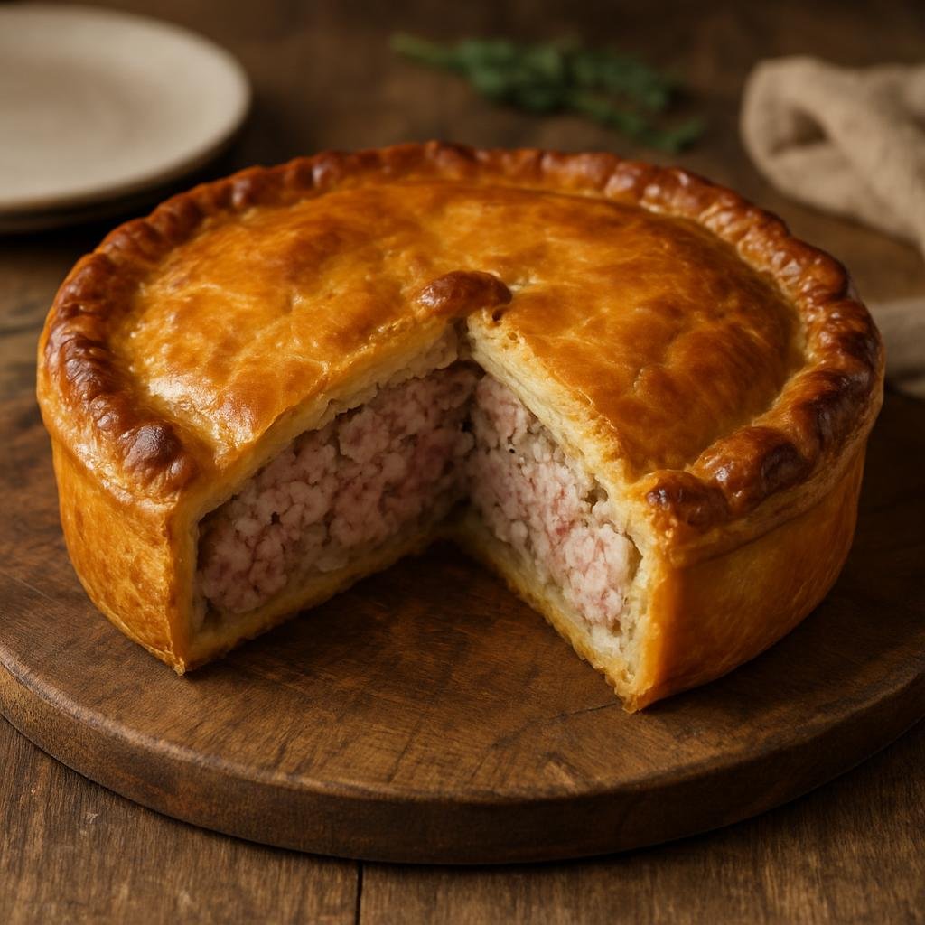 Entree: France – Alsace – Tourte de la Vallée (Rustic Alsatian savory meat pie of mixed pork and veal enclosed in a buttery pastry) recipe
