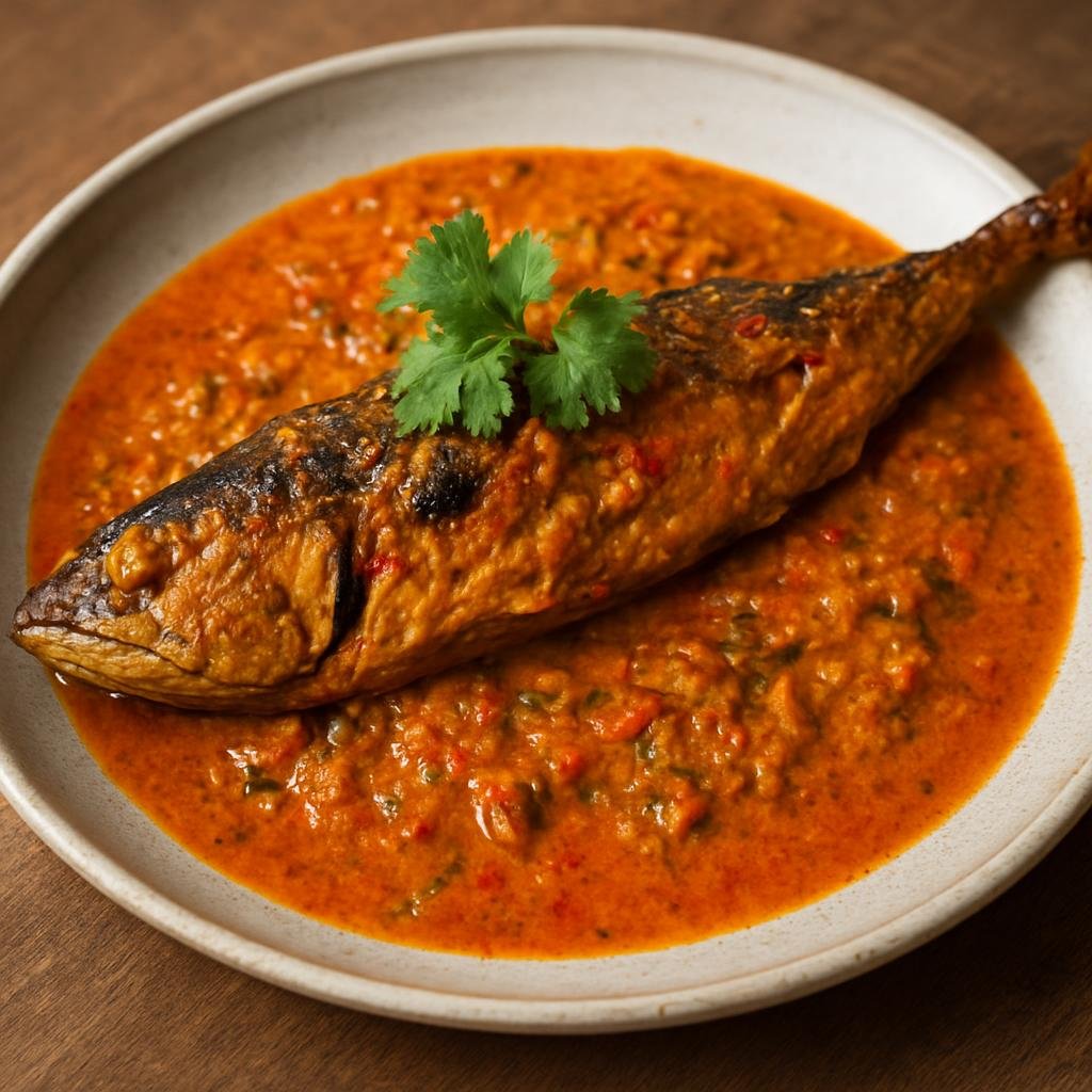 Entree: Indonesia – Aceh – Ikan Kayu (Smoked firm fish prepared in Acehnese spicy coconut-based sauce) recipe