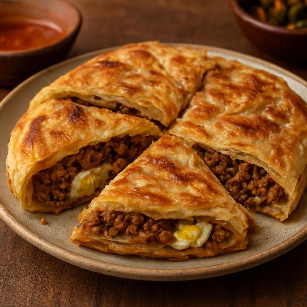 Entree: Bangladesh – Bangladeshi Street Food – মুঘলাই পরোটা ➤ Mughlai Porota (Flaky stuffed flatbread filled with spiced minced meat and egg) recipe