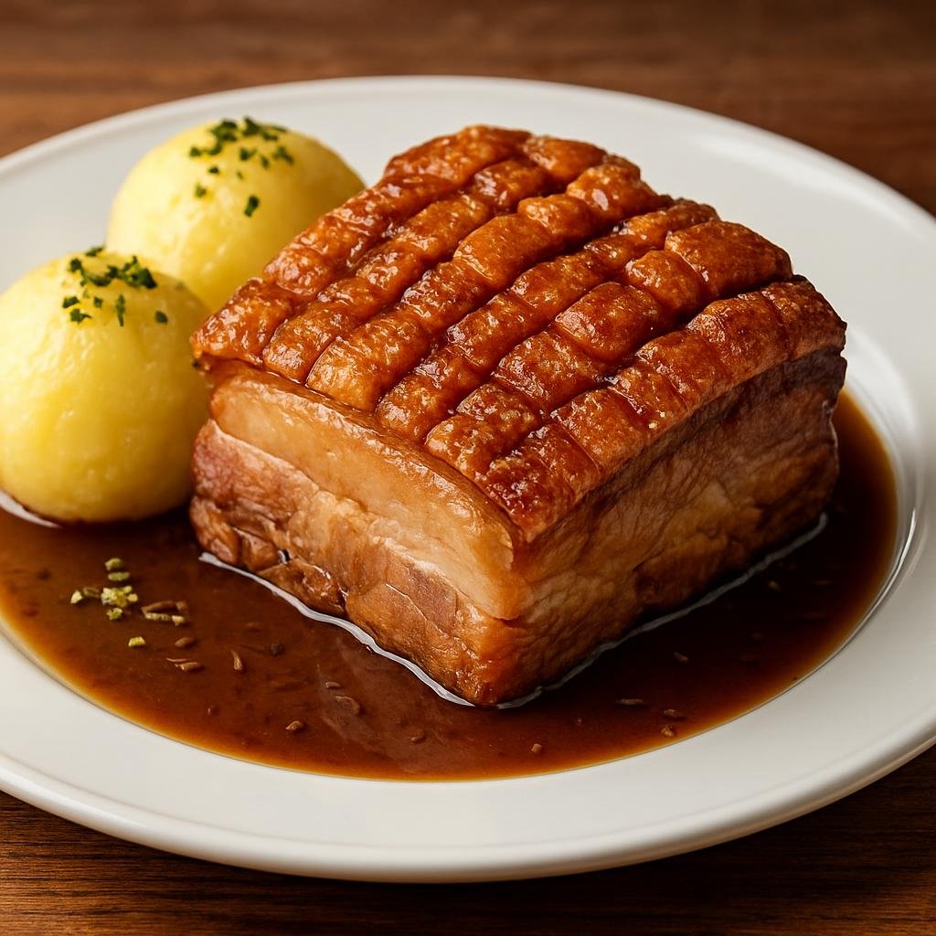 Entree: Austria – Central Culinary Region – Schweinsbraten (Traditional roast pork with crisp crackling and caraway-flavored gravy) recipe