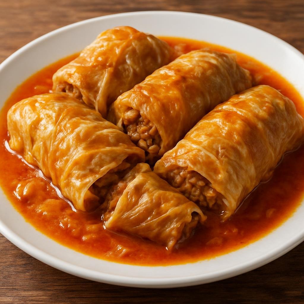Entree: Bosnia and Herzegovina – Central Culinary Region – Sarma (Cabbage leaves filled with spiced ground meat and rice, slowly cooked in a savory tomato sauce) recipe