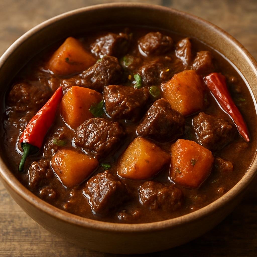 Entree: Anguilla – Pepperpot (Hearty spicy Caribbean meat stew slow-simmered with root vegetables and hot peppers) recipe