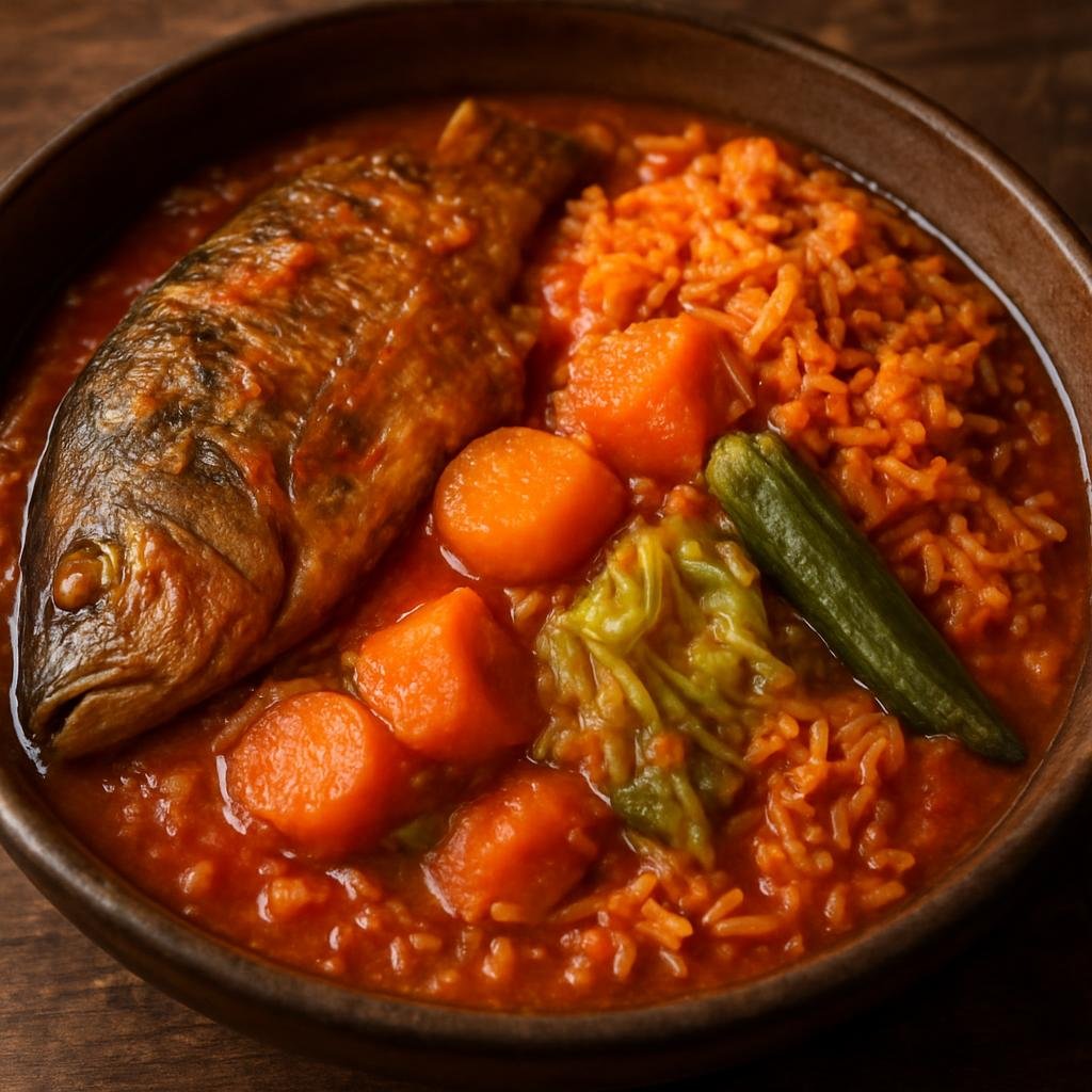 Entree: Mali – Thieboudienne (Hearty West African tomato-based fish and rice stew with vegetables) recipe