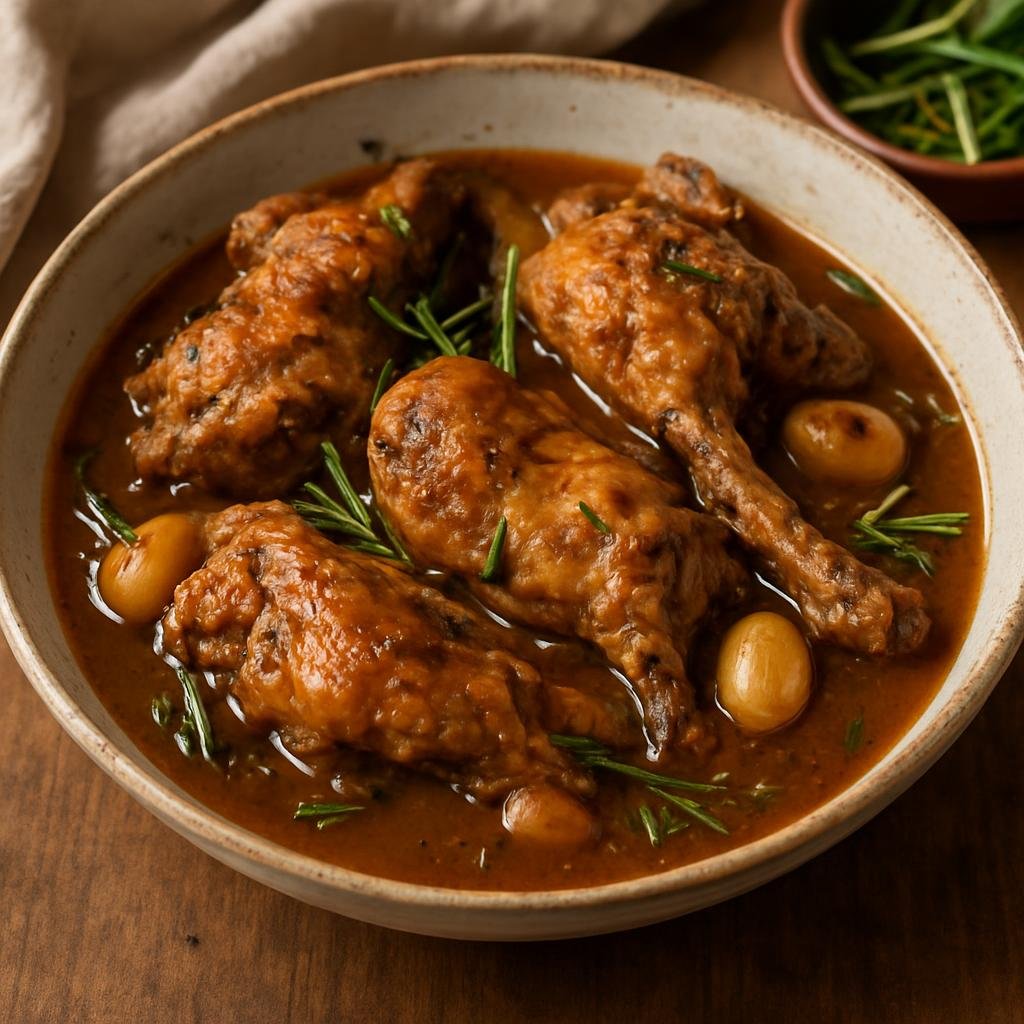 Entree: Malta – Fenkata (Traditional Maltese communal braised rabbit cooked in wine, garlic, and herbs) recipe
