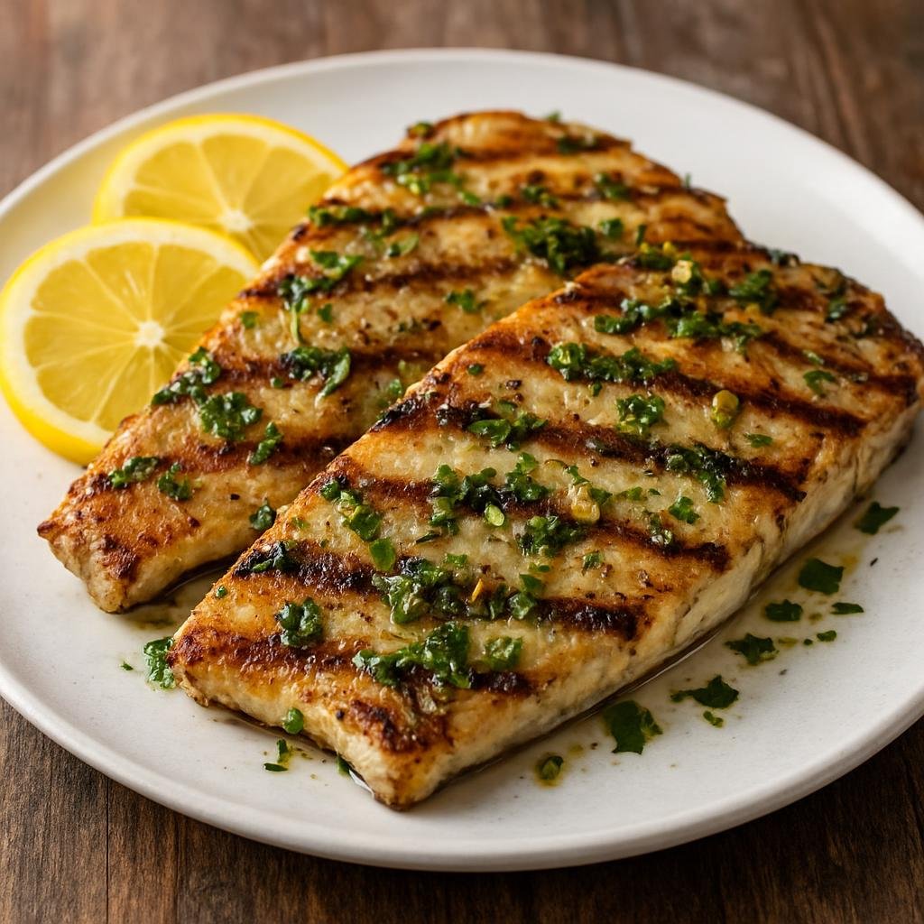 Entree: Norfolk Island – Grilled Wahoo (Charcoal-grilled wahoo fillets seasoned with citrus, garlic, and island herbs) recipe