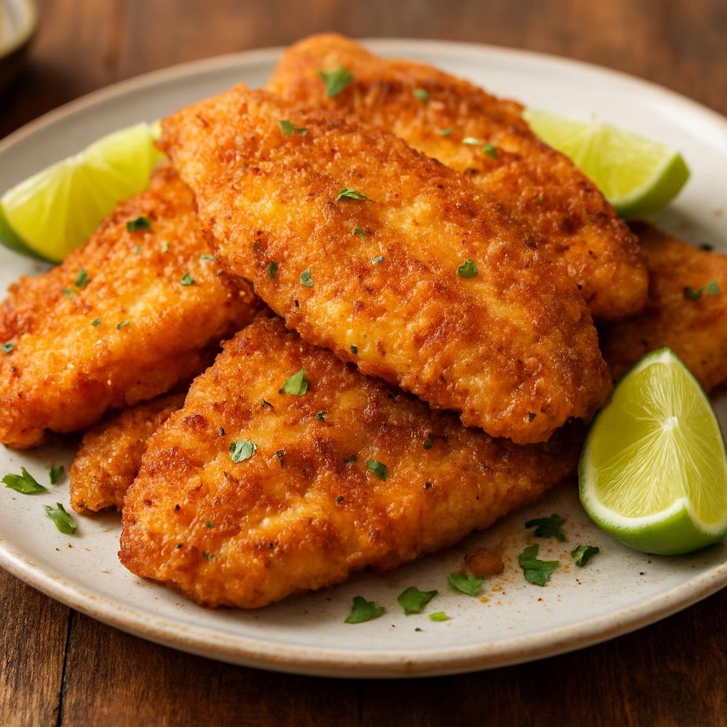 Entree: Saint Vincent and the Grenadines – Fried Jackfish (Crispy Caribbean-style deep-fried jackfish fillets seasoned with lime, garlic, and island spices) recipe
