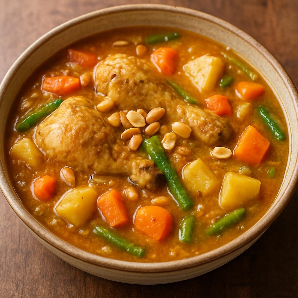 Entree: Zambia – Village Chicken Stew (Hearty rustic chicken stew with vegetables and peanut-flavored broth) recipe