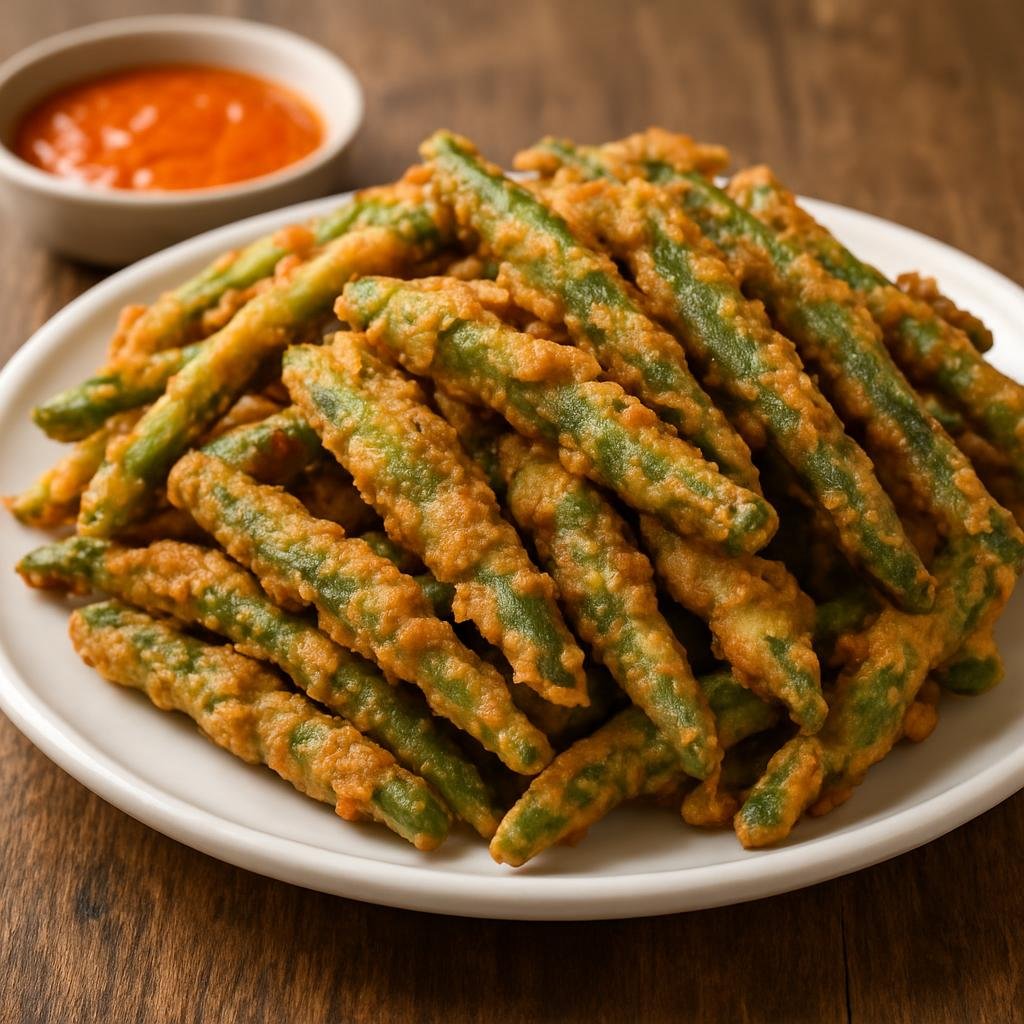 Entree: Portugal – Alentejo – Peixinhos da Horta (Crisp battered and fried green vegetable fritters traditionally made with green beans) recipe