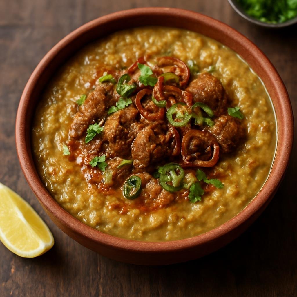 Entree: Bangladesh – Bangladeshi Street Food – হালিম ➤ Halim (Thick slow-cooked wheat and lentil stew with tender spiced meat) recipe