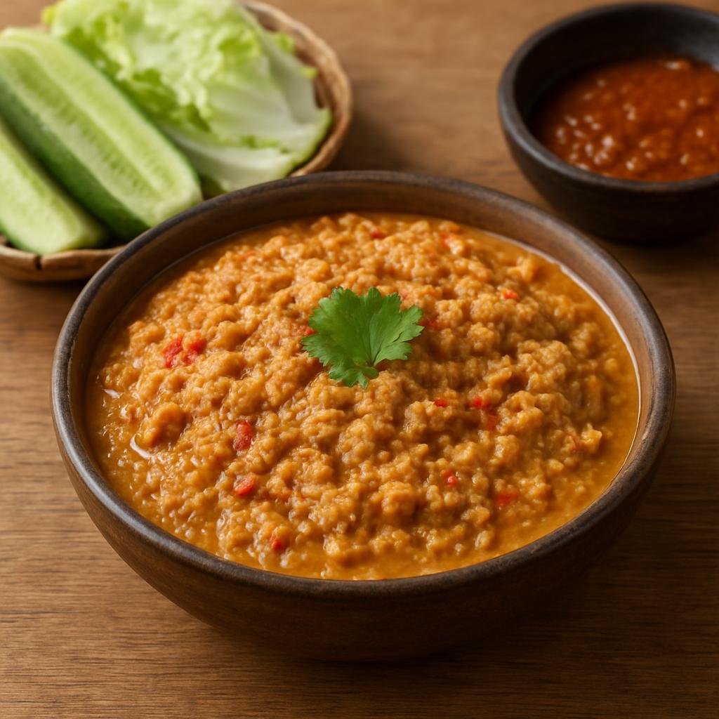 Entree: Cambodia – Central Culinary Region – ប្រហុកខ្ទិះ ➤ Prahok Ktis (Cambodian savory coconut and fermented-fish pork curry or dip) recipe