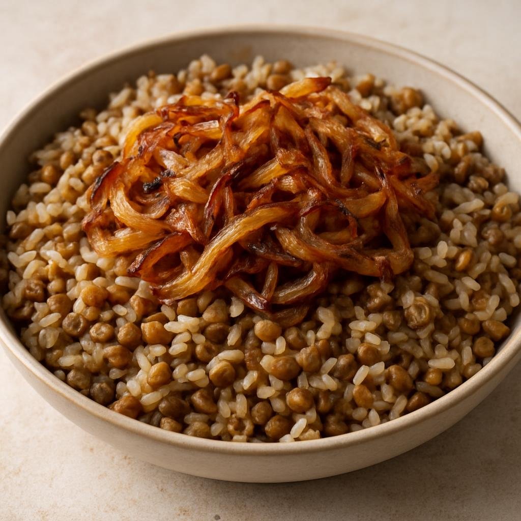 Entree: Israel – Galilee – مجدرة ➤ Mujaddara (A hearty dish of lentils and rice finished with deeply caramelized onions) recipe