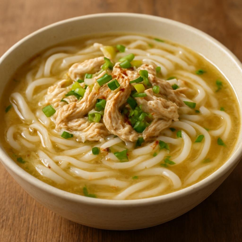 Entree: Laos – Lao Isan Border Cuisine – ເຂົ້າປຽກເສນ ➤ Khao Piak Sen (Hearty Lao rice-noodle soup with thick, chewy rice noodles in a savory chicken broth) recipe
