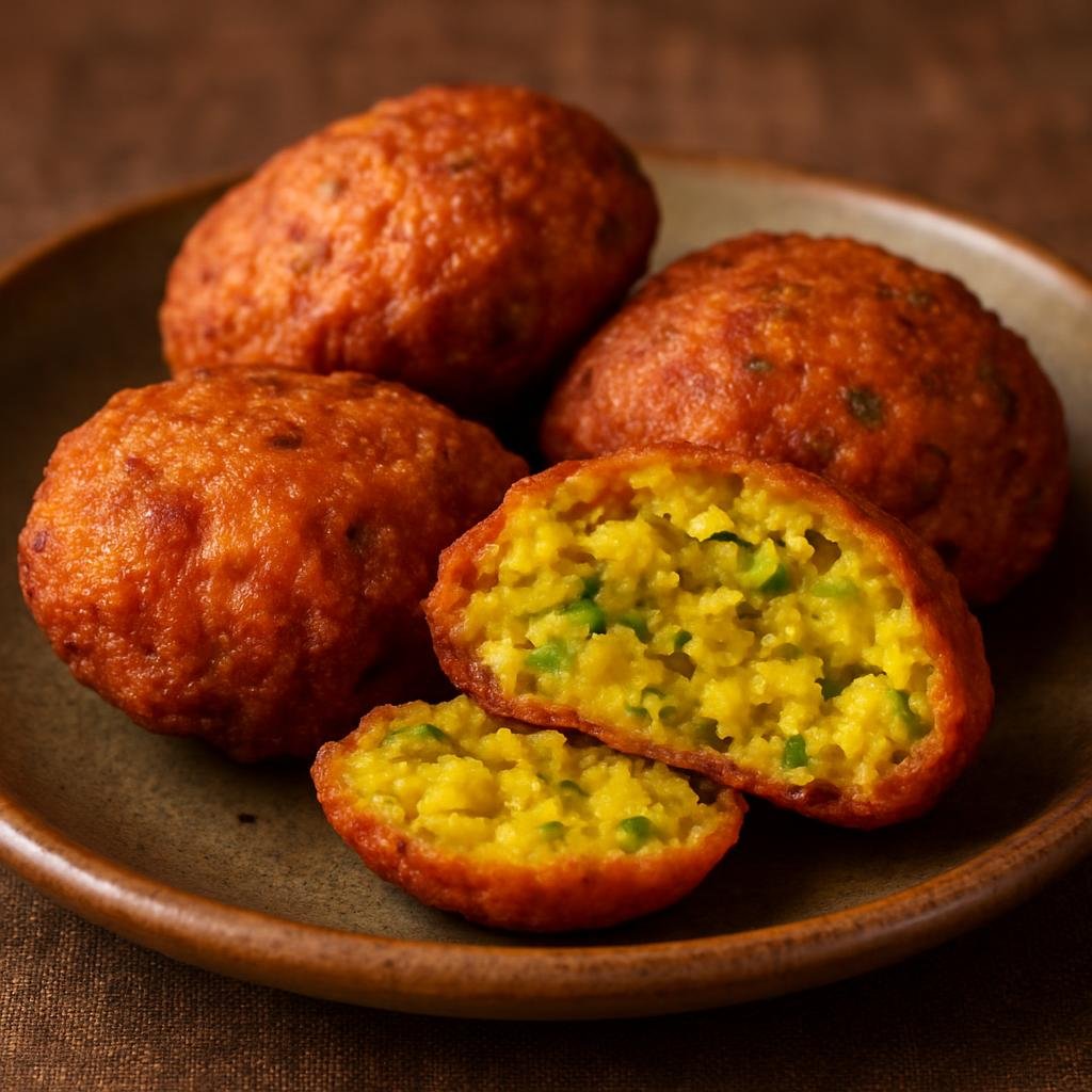 Entree: Mauritius – National Cuisine – Gateau Piment (Mauritian spicy split-pea fritters, crisp outside and soft inside) recipe