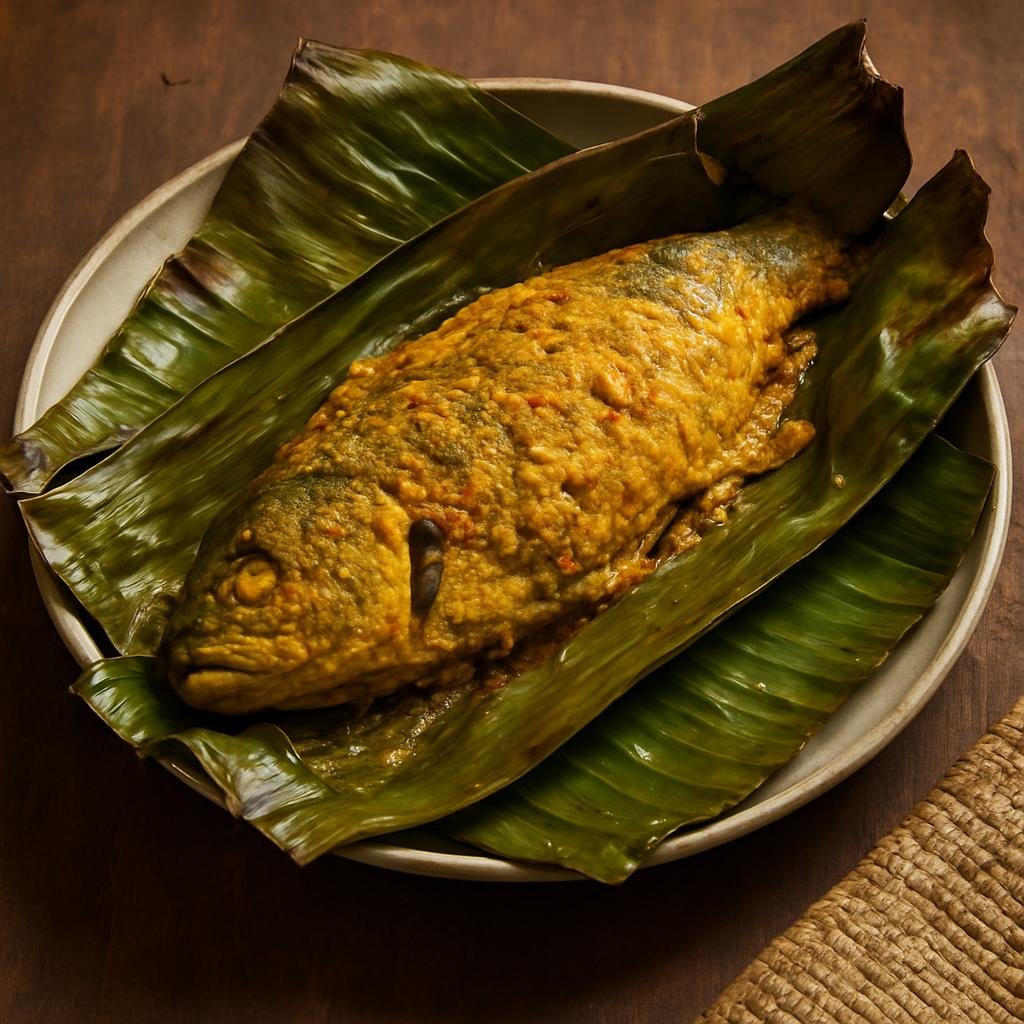 Entree: Brunei – Ikan Pepes (Spiced whole fish wrapped in banana leaves and steamed or grilled) recipe