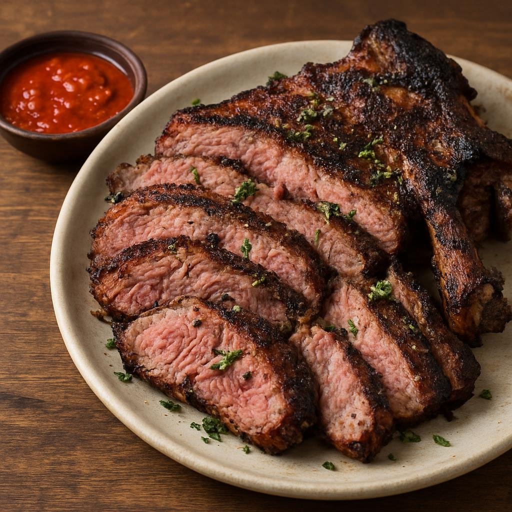 Entree: Burundi – Nyama Choma (Charcoal-grilled seasoned meat typically served sliced from the bone) recipe