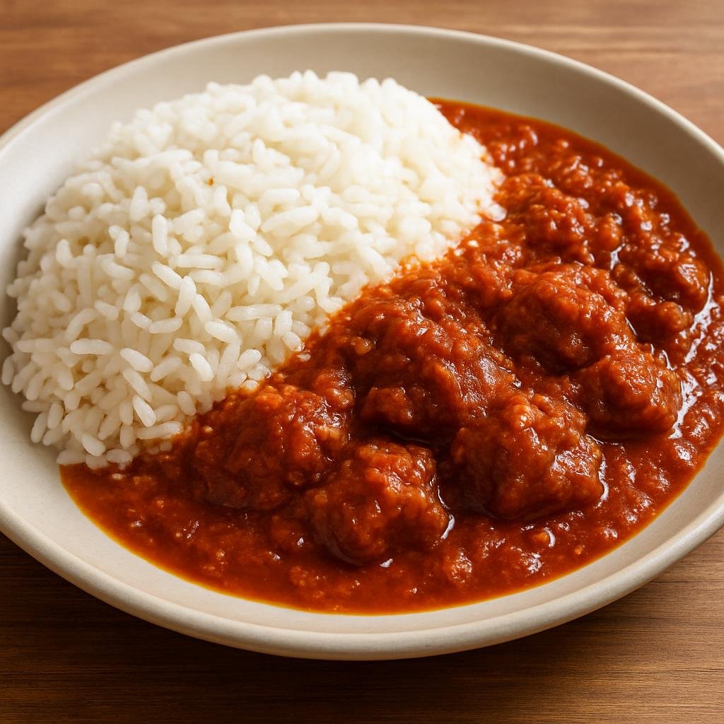 Entree: Liberia – Check Rice and Gravy (Hearty Liberian-style steamed rice served with a savory tomato-and-spice meat gravy) recipe