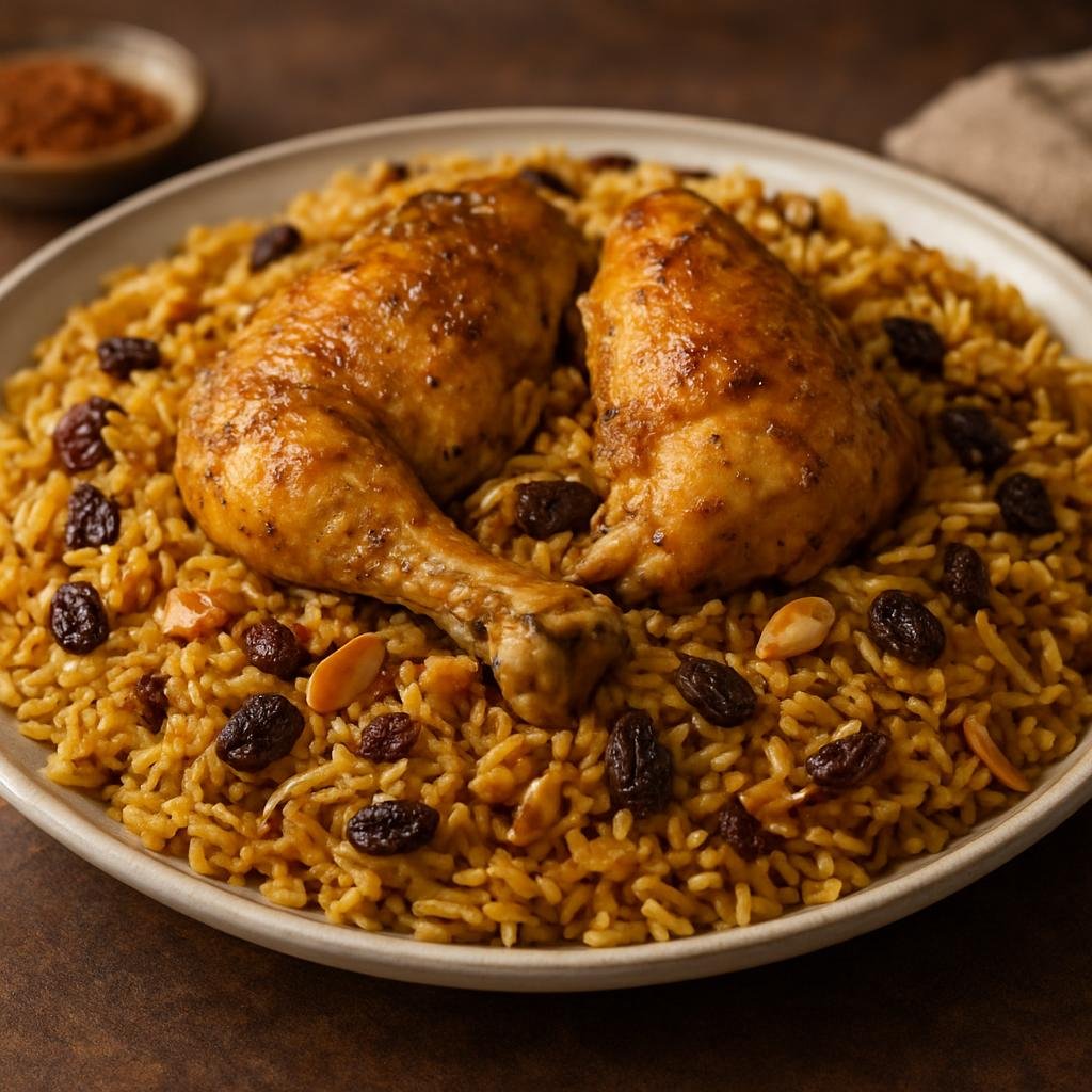 Entree: Qatar – كبسة ➤ Kabsa (Fragrant spiced one-pot rice and meat dish typically made with chicken) recipe