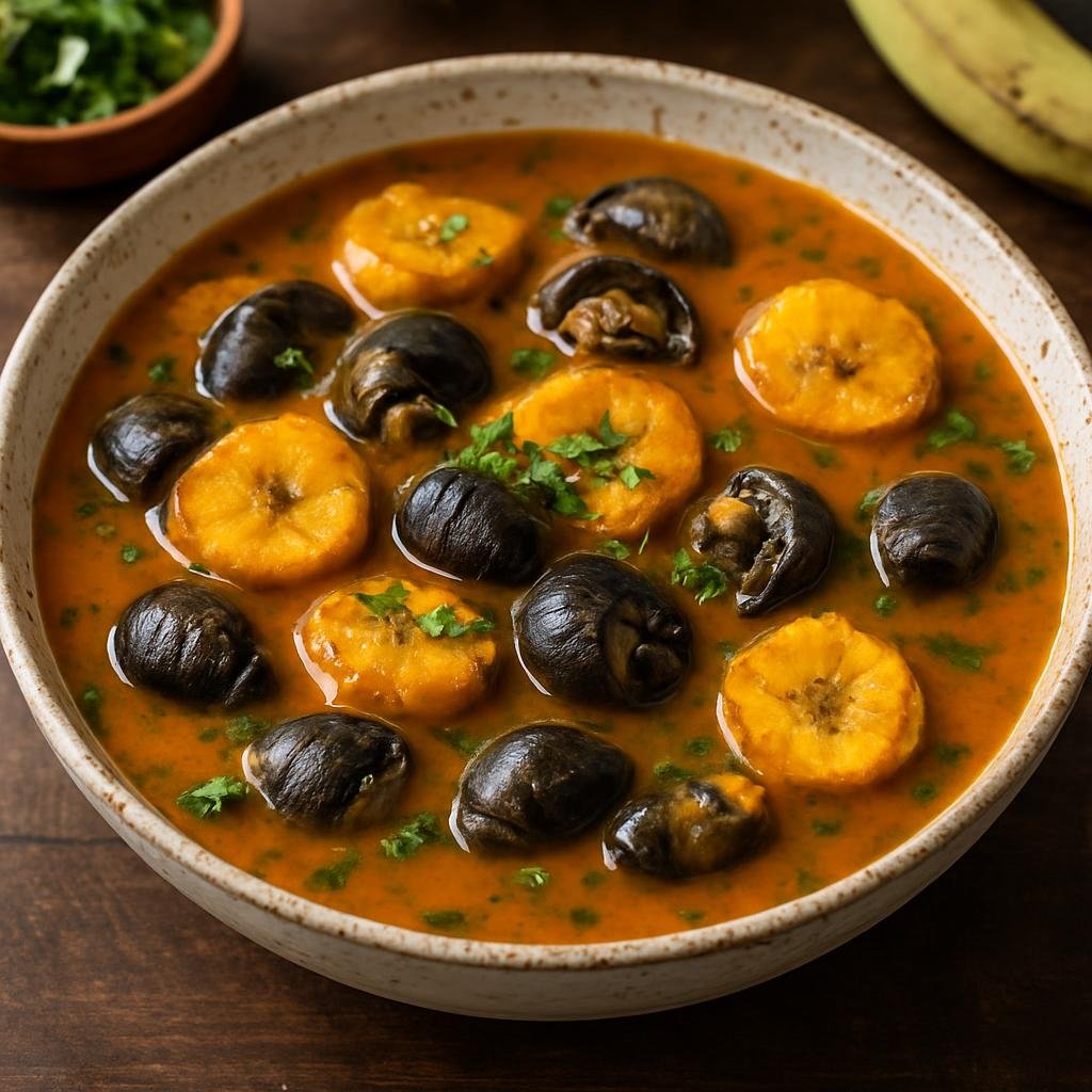 Entree: Colombia – Amazonian Colombia – Sopa de Caracol (hearty coconut and freshwater-snail stew with plantain) recipe