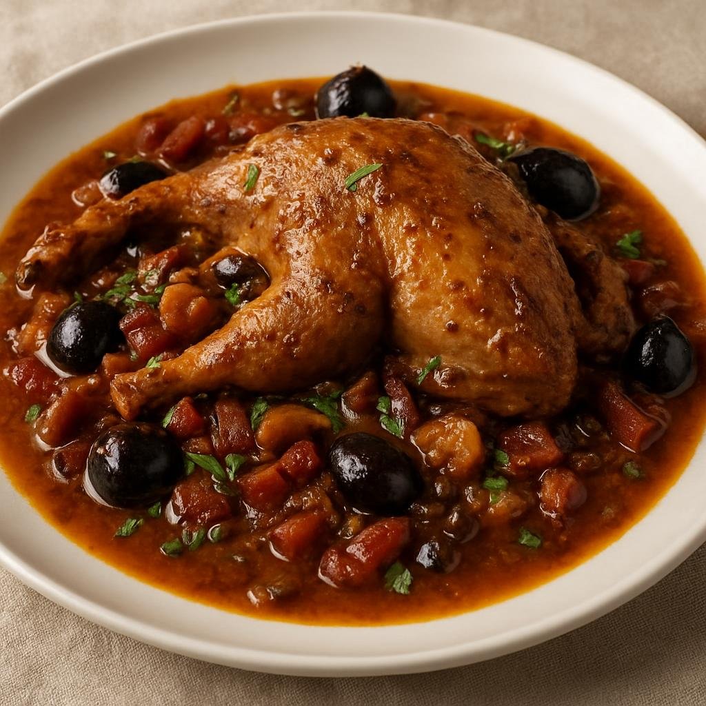 Entree: Portugal – Alentejo – Perdiz à Convento de Alcântara (Convent-style braised partridge in a rich Alentejo sauce of wine, bacon, olives and aromatics) recipe