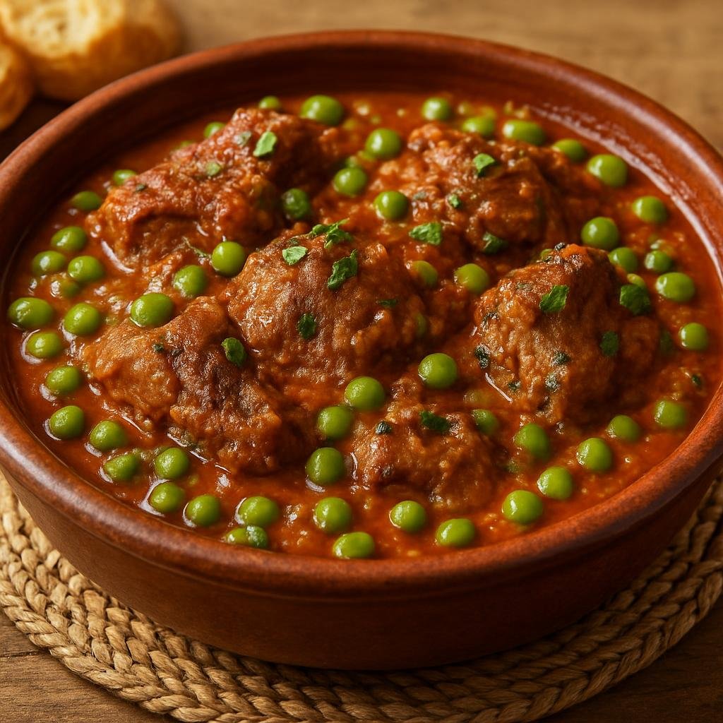Entree: Algeria – Algiers & North Coast – طاجين جلبانة ➤ Tajīn Jelbāna (North African slow-cooked lamb stew with green peas in a spiced tomato sauce) recipe