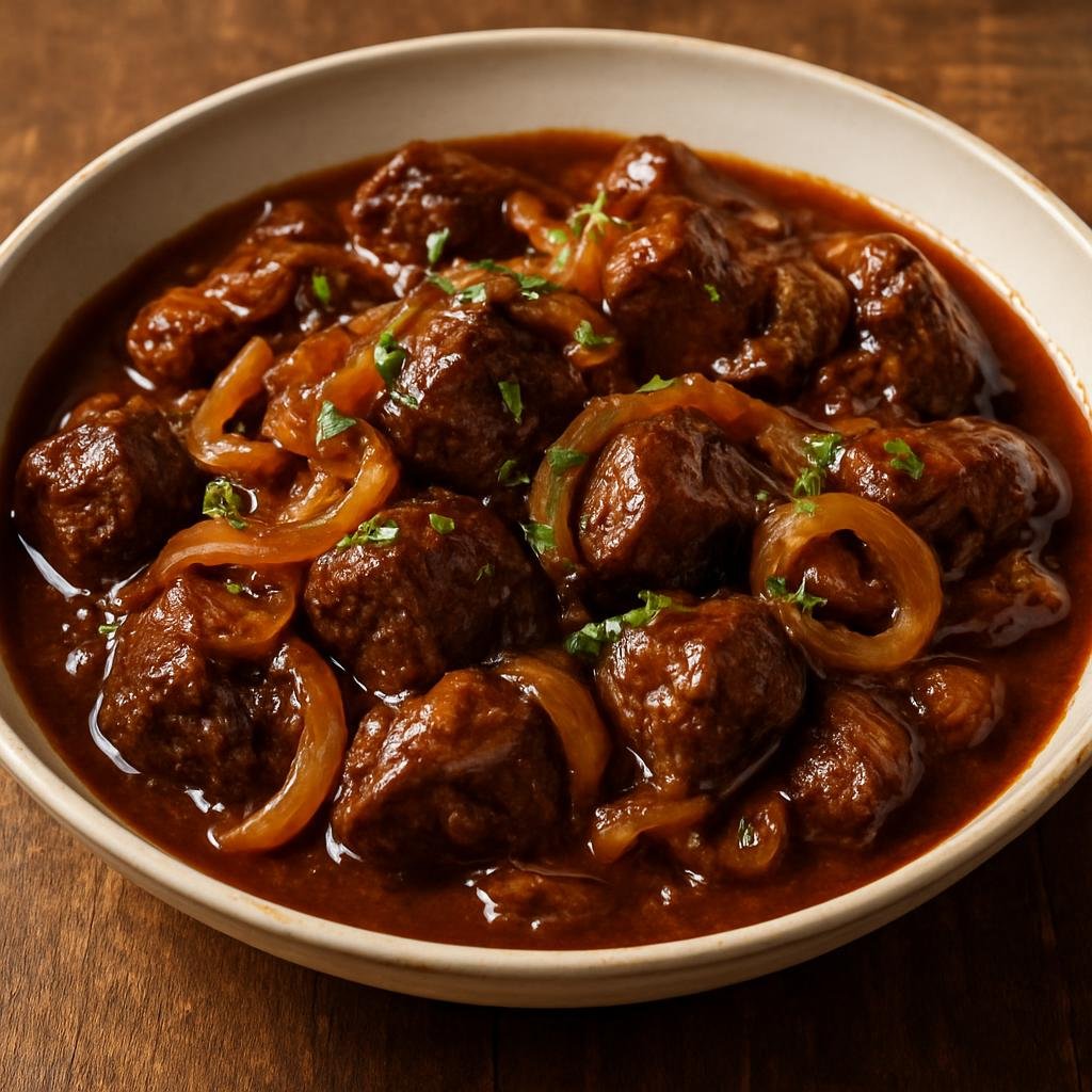Entree: Belgium – Belgian Coast – Flemish Carbonnade (Flemish beef stew braised in dark beer with caramelized onions) recipe