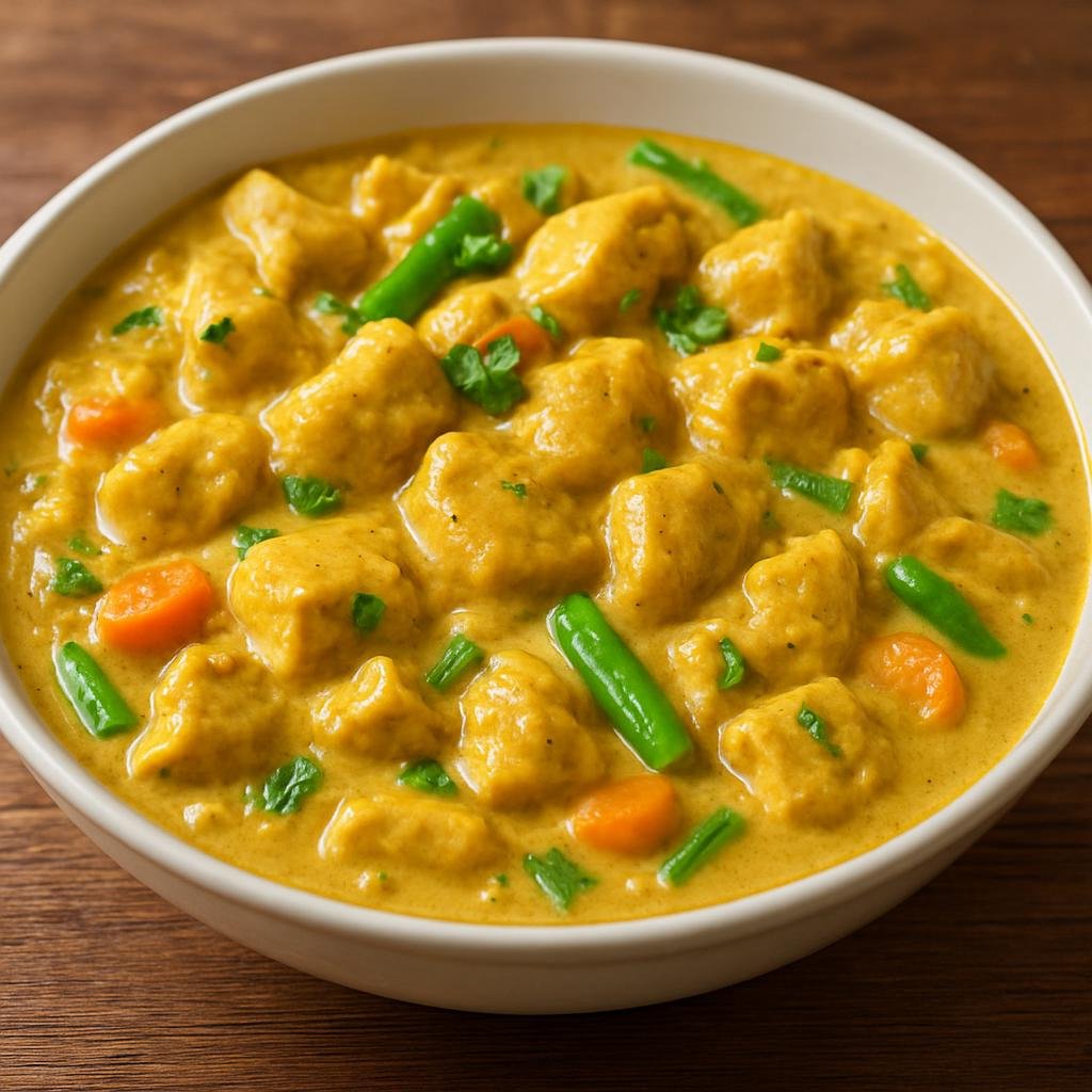Entree: Netherlands – Dutch Indonesian Rijsttafel – Kip Kerrieschotel (Dutch-Indonesian curried chicken casserole in a creamy spiced sauce) recipe