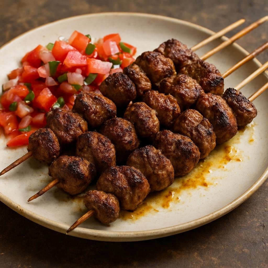 Entree: Tanzania – Dar es Salaam & Coast – Mishkaki (East African spiced skewered and grilled meat often served with a fresh tomato-onion salsa) recipe