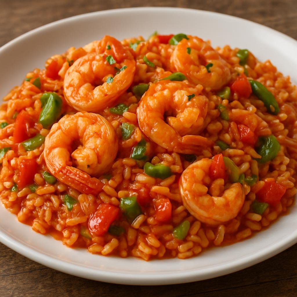 Entree: Costa Rica – Central Culinary Region – Arroz con Camarones (Rice cooked with shrimp and vegetables in a savory Costa Rican tomato-based style) recipe