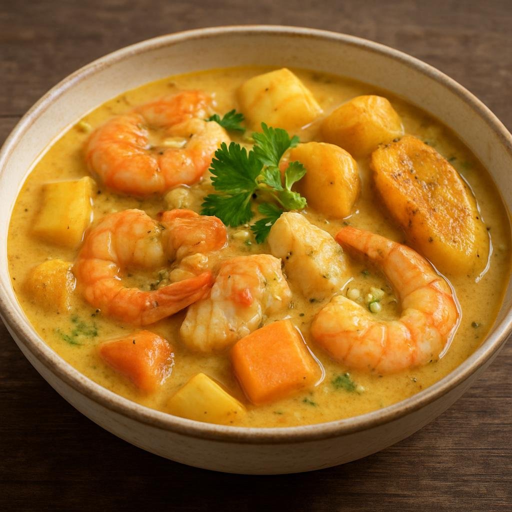 Entree: Guatemala – National Cuisine – Tapado (Garífuna-style coconut seafood stew with root vegetables and plantains) recipe