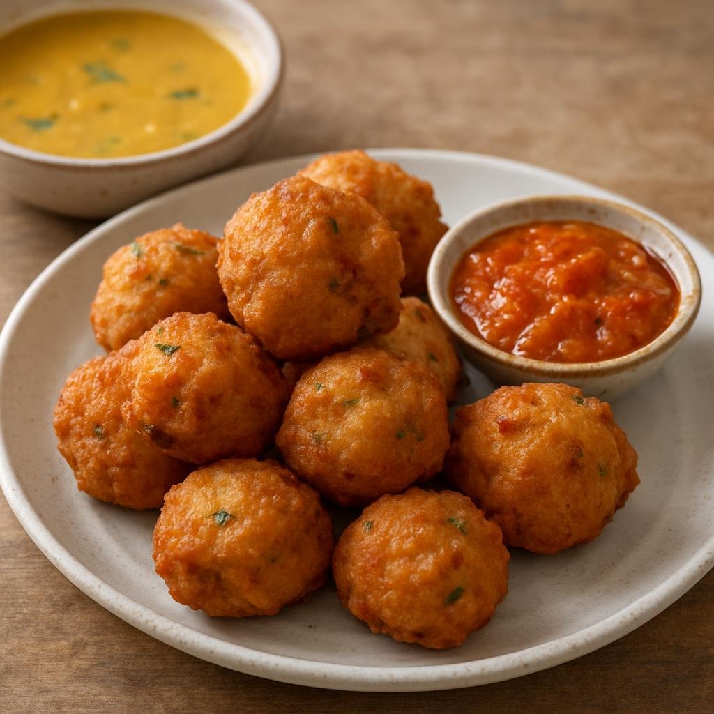 Entree: Mauritius – National Cuisine – Boulettes (Fried spiced fish dumplings commonly served with chutney or in a curry broth) recipe