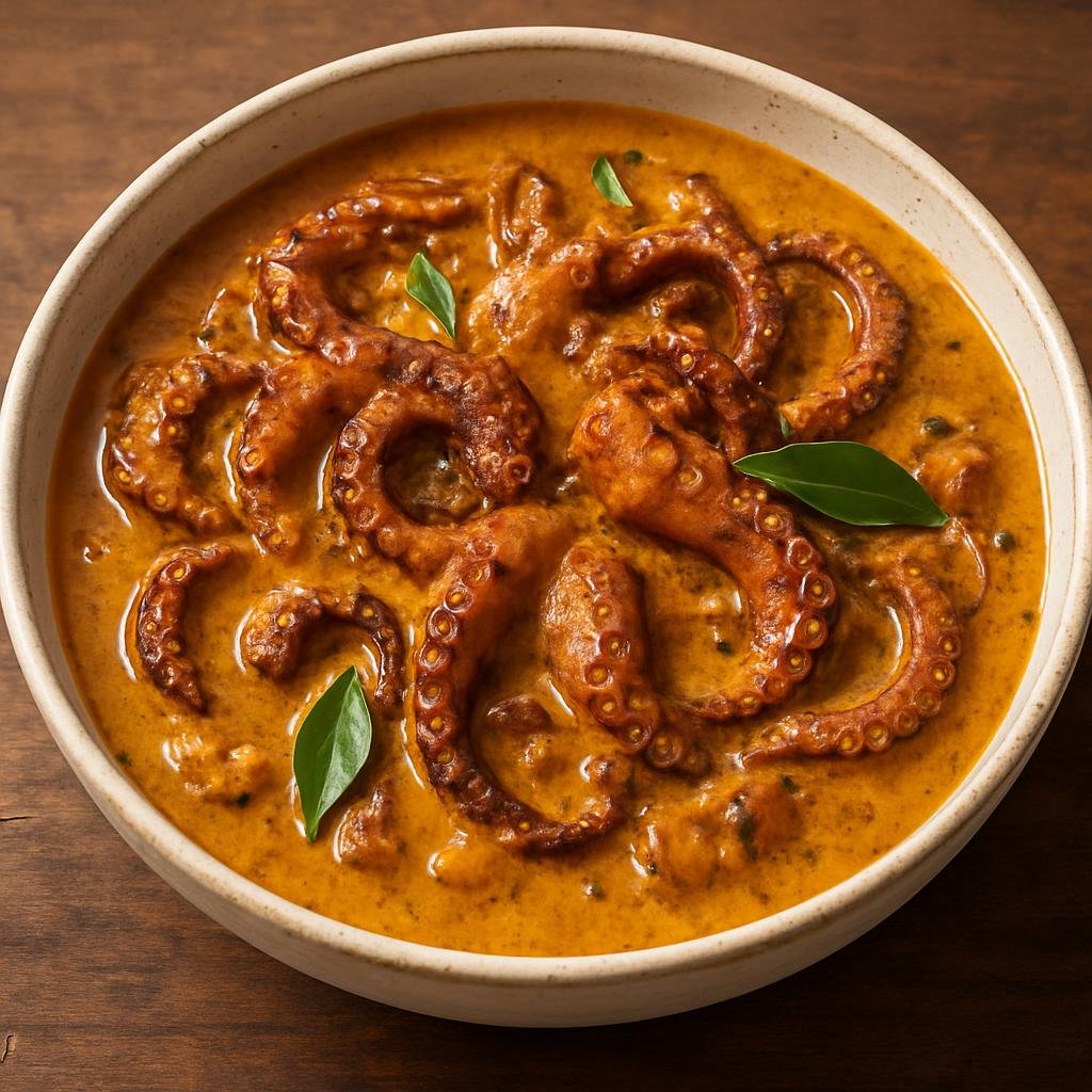Entree: Marshall Islands – Octopus Curry (Braised octopus in a fragrant coconut curry sauce with island spices) recipe