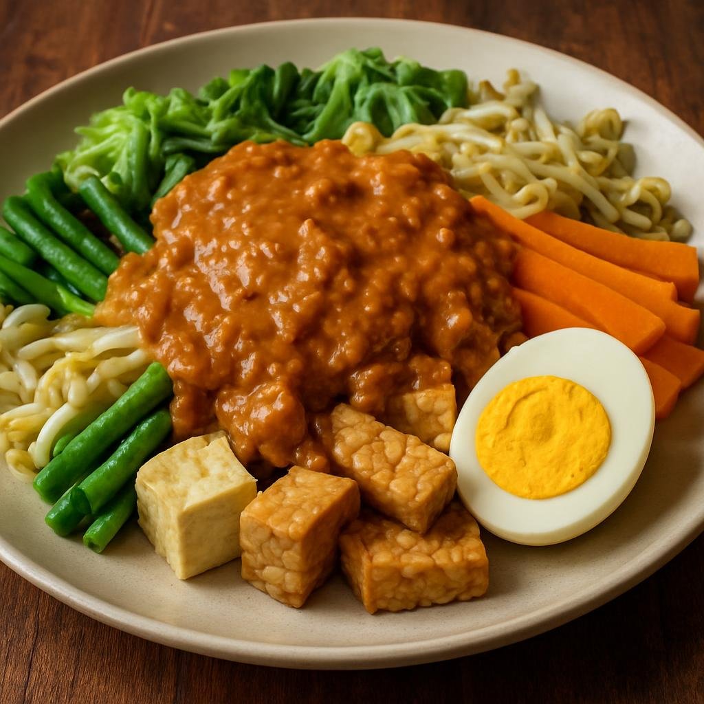 Entree: Christmas Island – Central Culinary Region – Gado-Gado (Indonesian-style mixed blanched vegetables, tofu, tempeh and boiled egg served with a savory-sweet peanut sauce) recipe