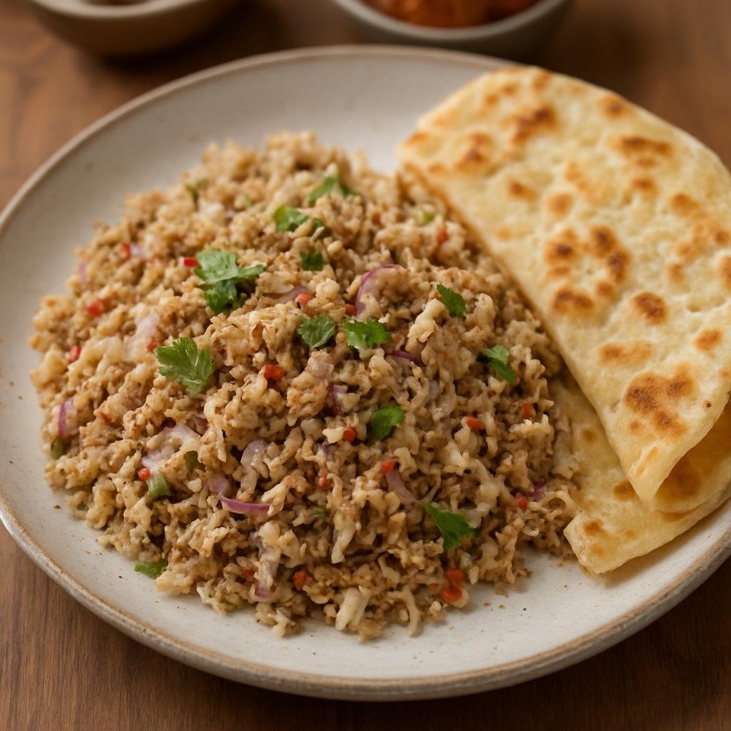 Entree: Maldives – މަސް ހުނި ➤ Mas Huni (Shredded smoked tuna mixed with grated coconut, onion, and chili, typically eaten with flatbread) recipe
