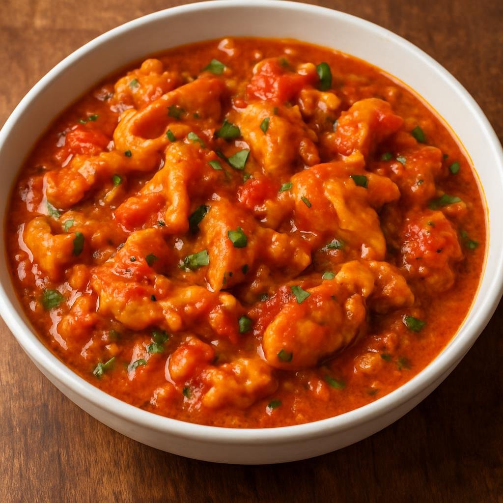 Entree: Saint Lucia – Lambi (Stewed conch in a seasoned Caribbean tomato and coconut sauce) recipe