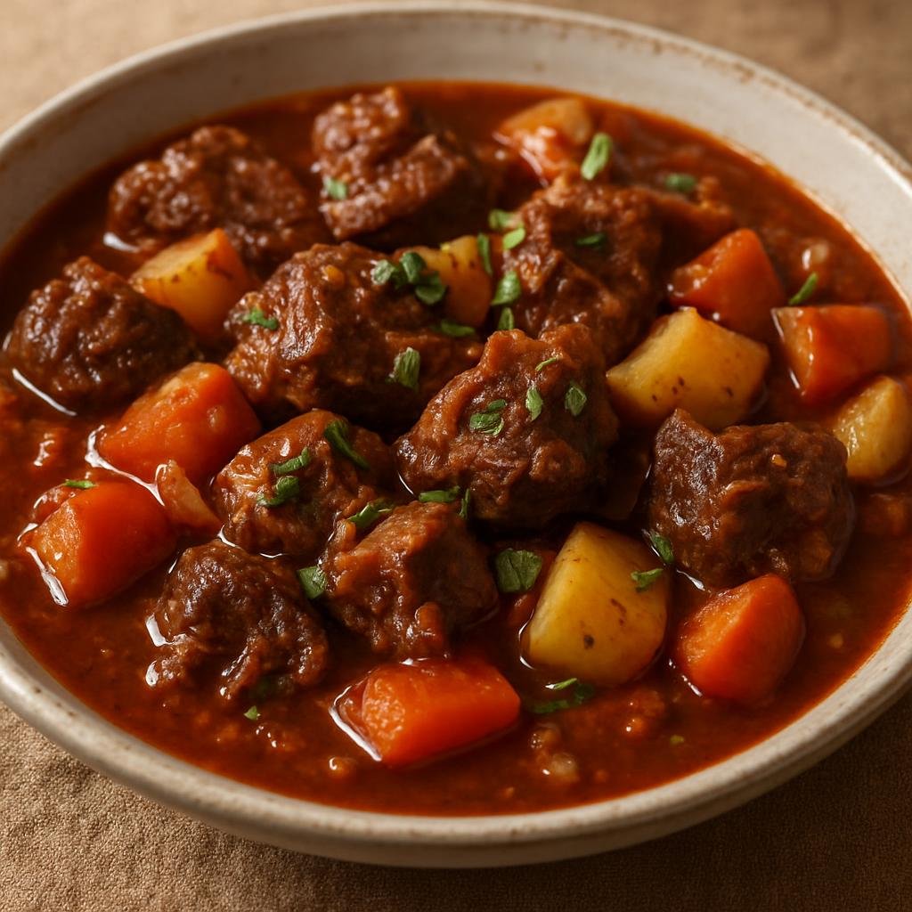 Entree: Botswana – Central Culinary Region – Goat Meat Stew (Slow-braised goat stew with root vegetables and savory aromatics) recipe