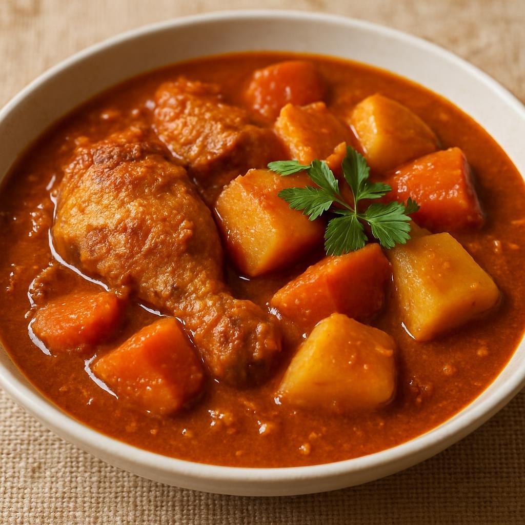Entree: Cote d'Ivoire – Central Culinary Region – Kabato (Traditional Ivorian peanut and tomato stew with chicken and root vegetables) recipe