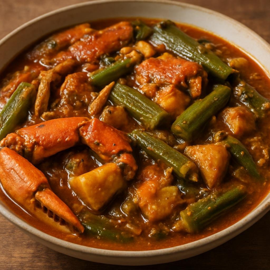 Entree: French Guiana – Central Culinary Region – Matété de Crabe (Creole crab and okra stew cooked with cassava and aromatics) recipe