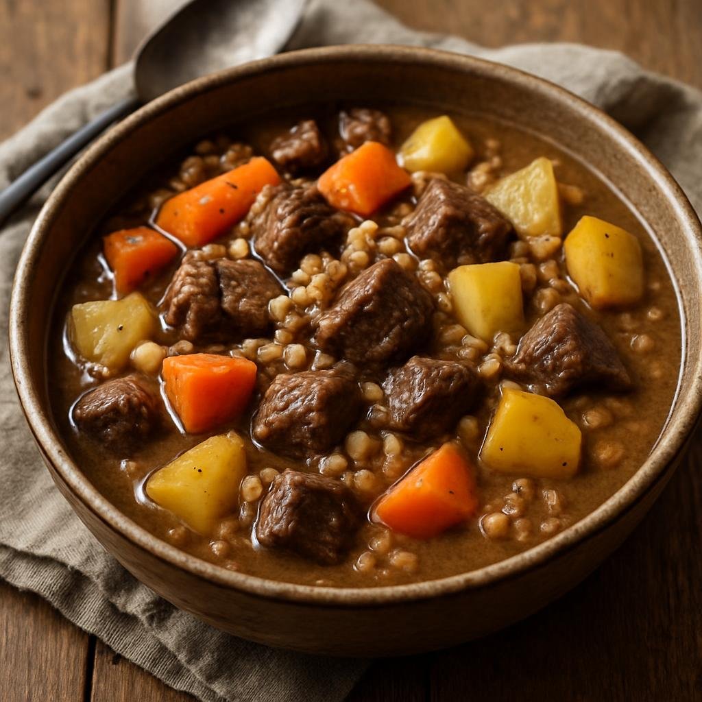 Entree: Norway – Northern Norway – Bidos (Hearty Sami reindeer stew with root vegetables and barley) recipe