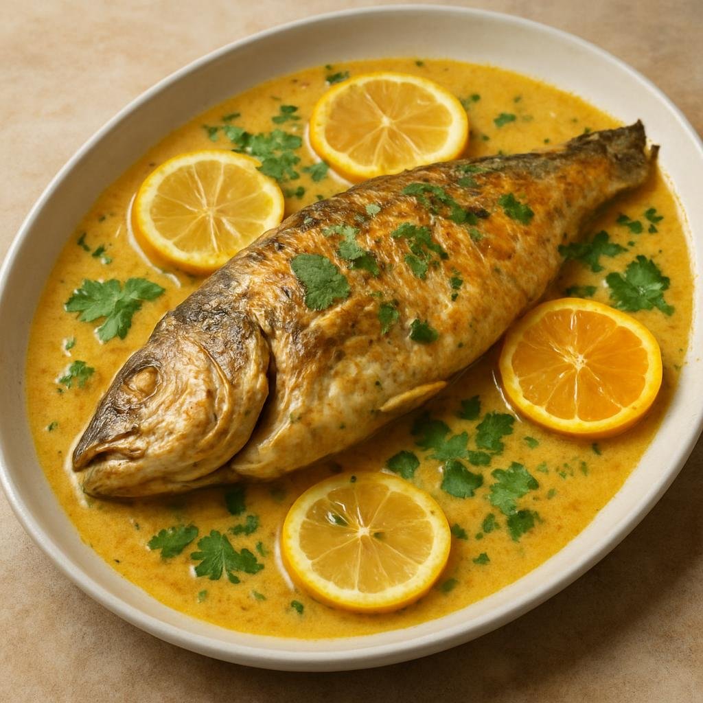 Entree: Wallis and Futuna – National Cuisine – Poisson au Four (Oven-baked island-style fish in a fragrant coconut and citrus sauce) recipe